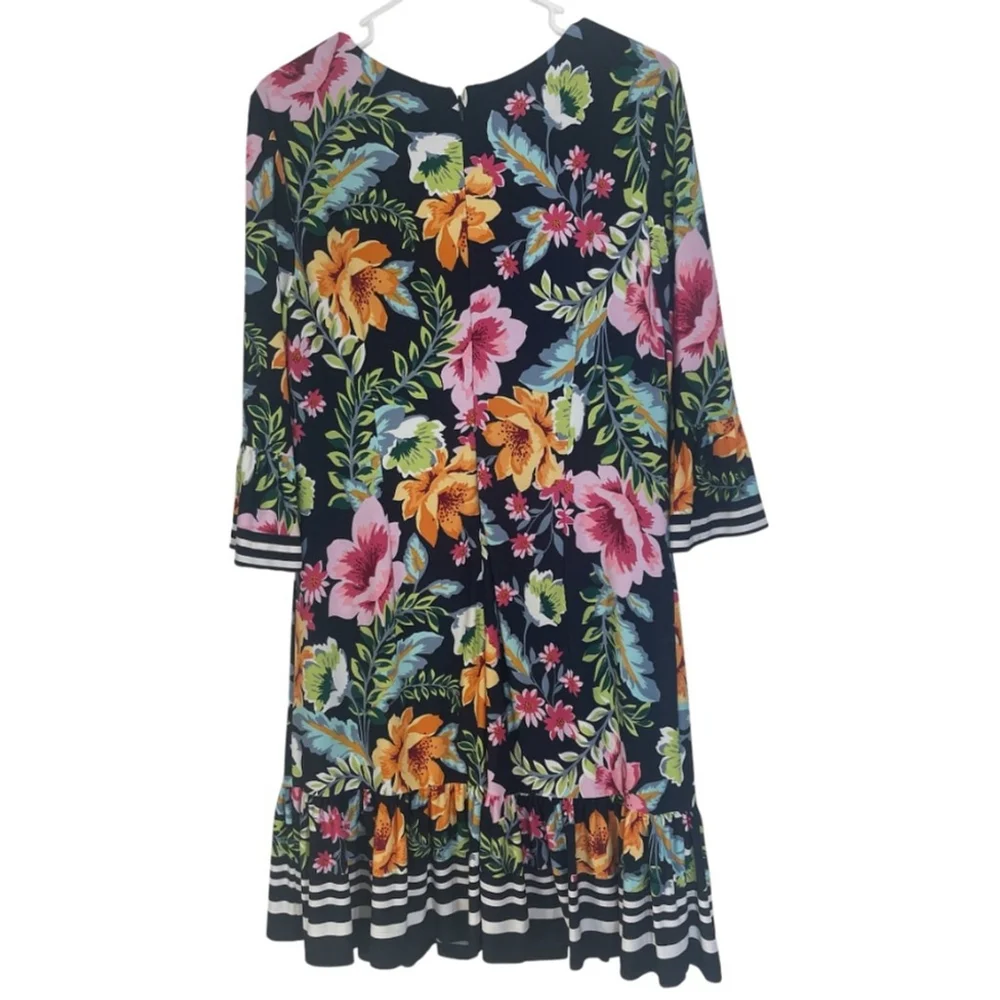 Eliza J Floral shift dress . 3/4 quarter sleeves colorful lined Women size 14 - Picture 3 of 13